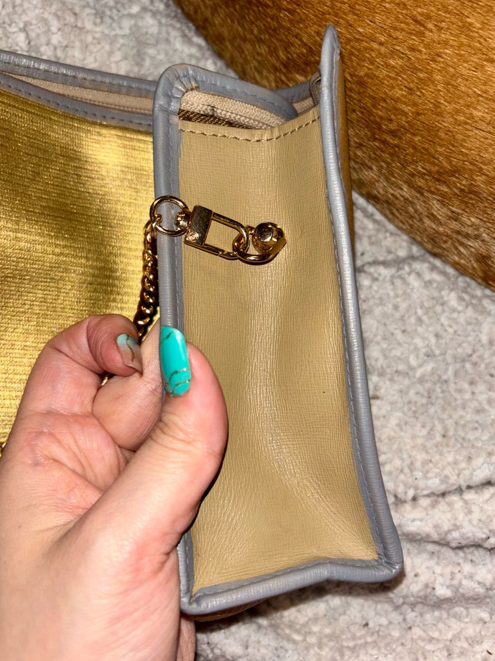 Vintage YSL Yves Saint Laurent Gold Toiletry Pouch/Crossbody Bag - Picture 8 of 11